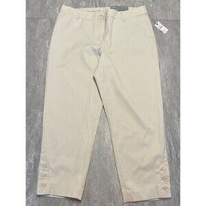Talbots SZ 10P  Perfect Crop Tan/Beige 3 Button Detail, Stretch, Summer Vacation